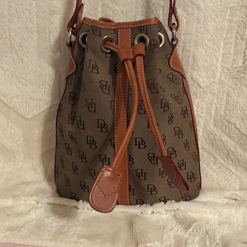 Dooney & Bourke Tan and Brown Monogram Shoulder Bag